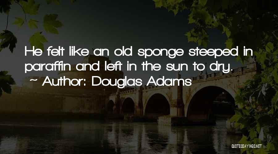 Douglas Adams Quotes: He Felt Like An Old Sponge Steeped In Paraffin And Left In The Sun To Dry.