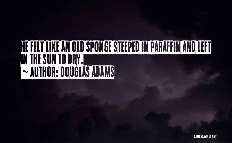 Douglas Adams Quotes: He Felt Like An Old Sponge Steeped In Paraffin And Left In The Sun To Dry.
