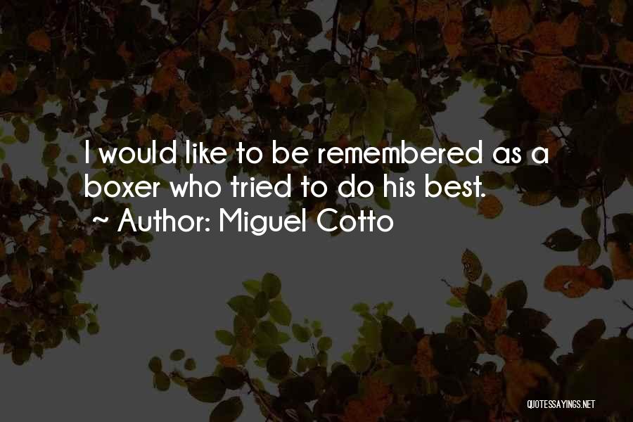Miguel Cotto Quotes: I Would Like To Be Remembered As A Boxer Who Tried To Do His Best.