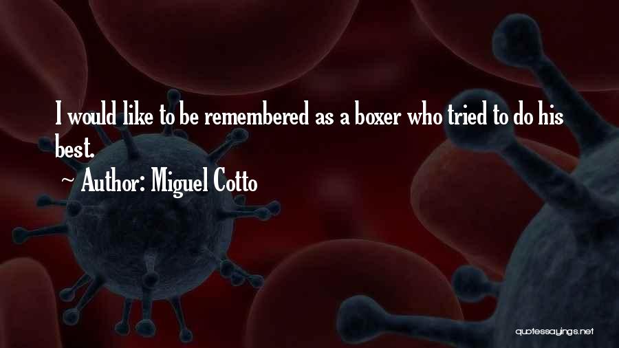 Miguel Cotto Quotes: I Would Like To Be Remembered As A Boxer Who Tried To Do His Best.
