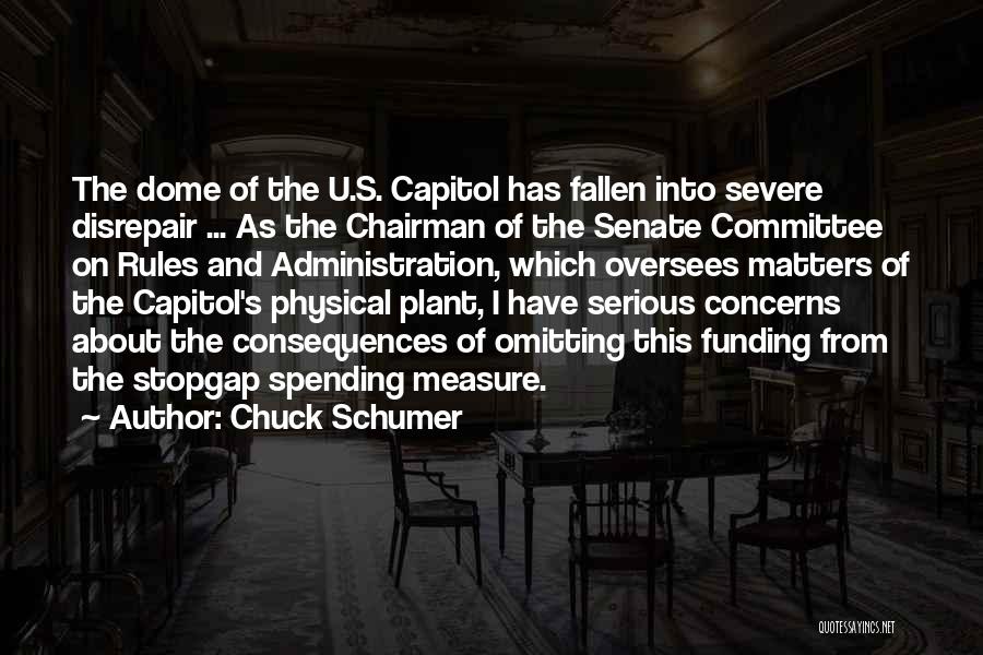 Chuck Schumer Quotes: The Dome Of The U.s. Capitol Has Fallen Into Severe Disrepair ... As The Chairman Of The Senate Committee On