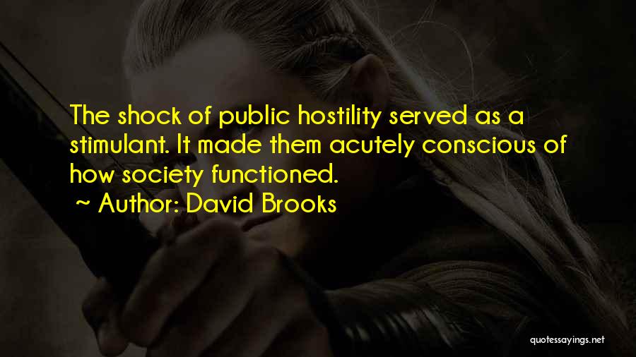 David Brooks Quotes: The Shock Of Public Hostility Served As A Stimulant. It Made Them Acutely Conscious Of How Society Functioned.