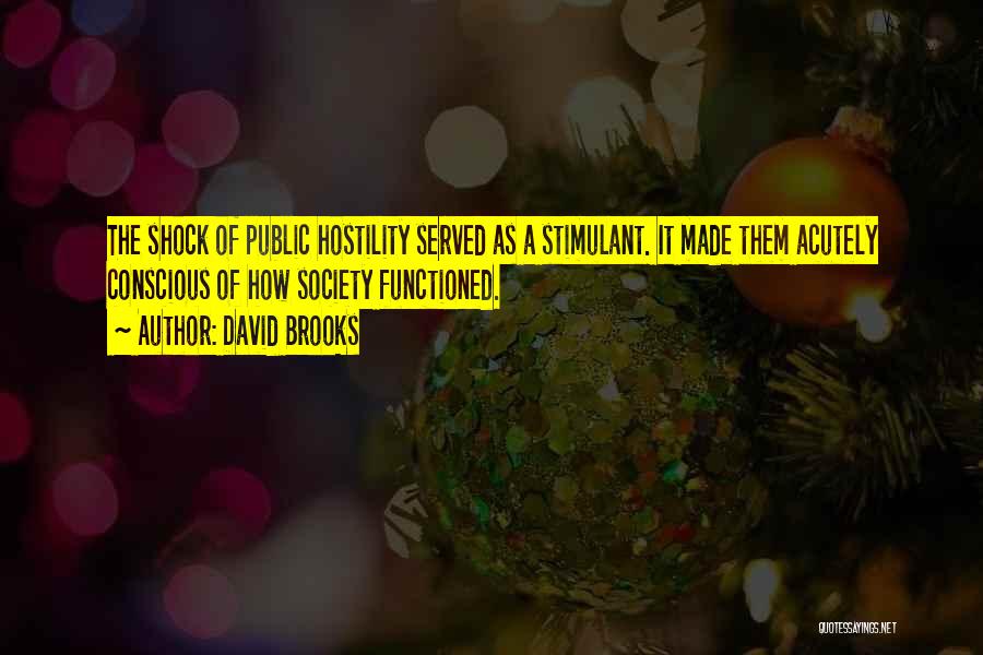 David Brooks Quotes: The Shock Of Public Hostility Served As A Stimulant. It Made Them Acutely Conscious Of How Society Functioned.