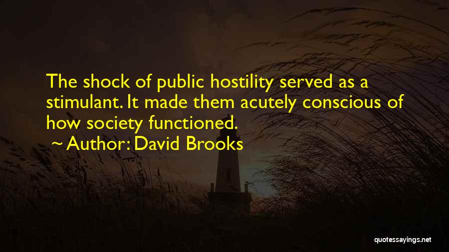 David Brooks Quotes: The Shock Of Public Hostility Served As A Stimulant. It Made Them Acutely Conscious Of How Society Functioned.