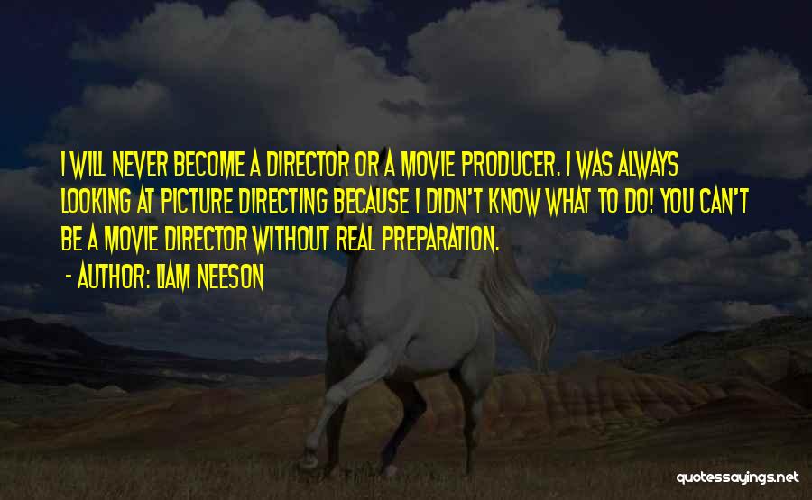 Liam Neeson Quotes: I Will Never Become A Director Or A Movie Producer. I Was Always Looking At Picture Directing Because I Didn't