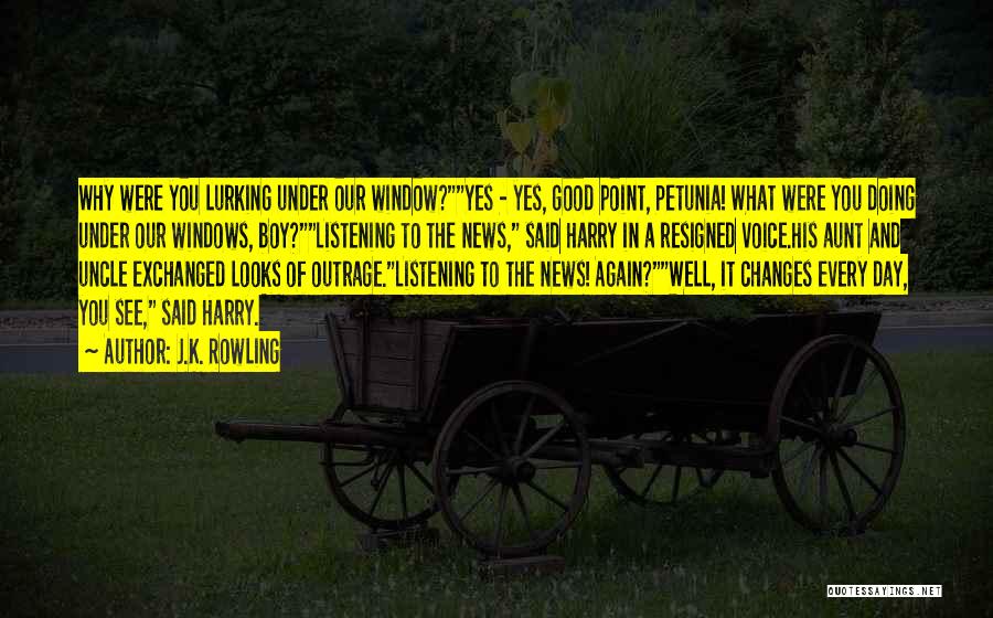 J.K. Rowling Quotes: Why Were You Lurking Under Our Window?yes - Yes, Good Point, Petunia! What Were You Doing Under Our Windows, Boy?listening