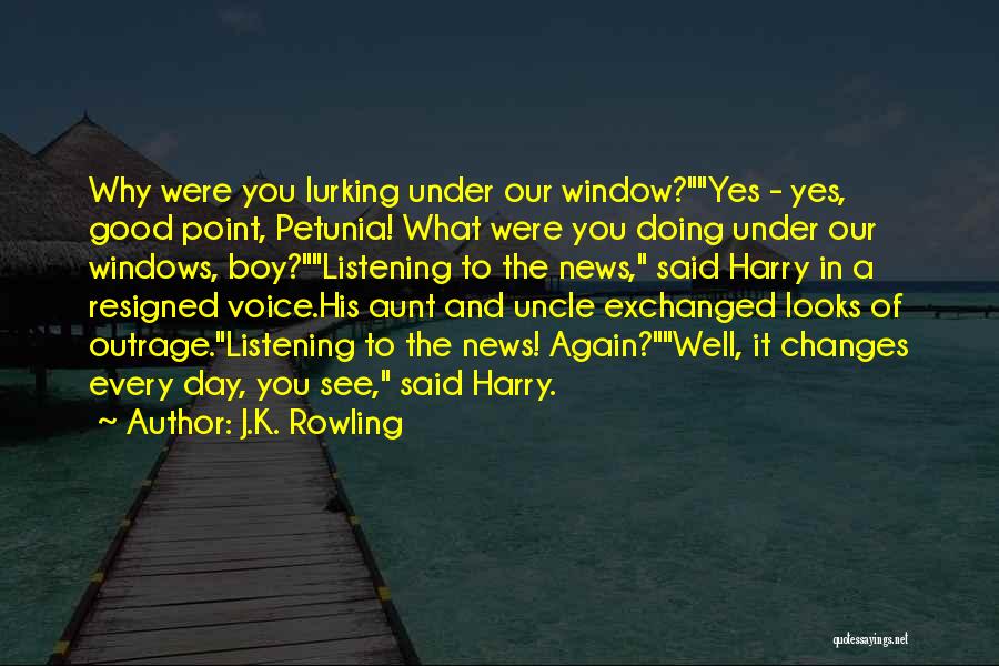 J.K. Rowling Quotes: Why Were You Lurking Under Our Window?yes - Yes, Good Point, Petunia! What Were You Doing Under Our Windows, Boy?listening