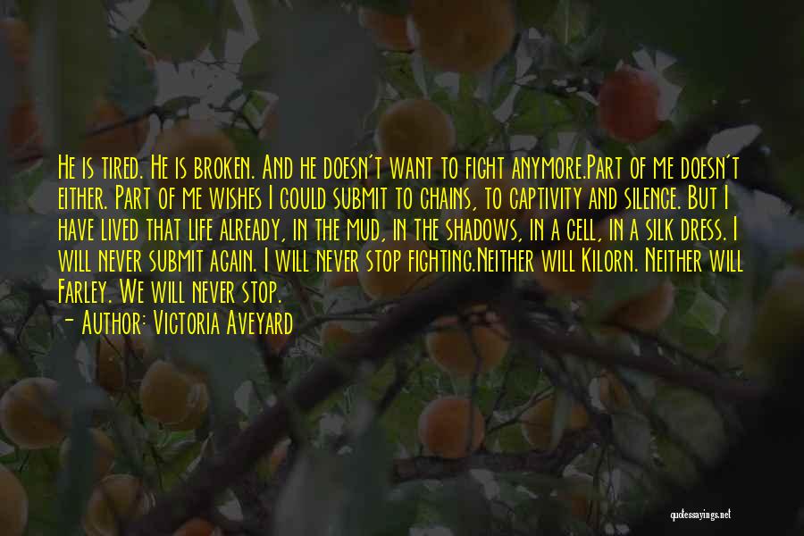 Victoria Aveyard Quotes: He Is Tired. He Is Broken. And He Doesn't Want To Fight Anymore.part Of Me Doesn't Either. Part Of Me