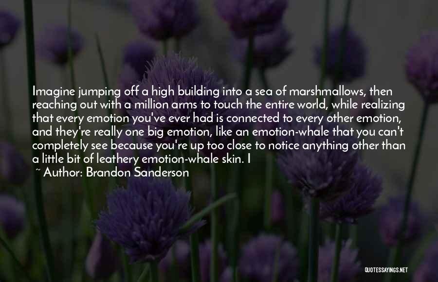 Brandon Sanderson Quotes: Imagine Jumping Off A High Building Into A Sea Of Marshmallows, Then Reaching Out With A Million Arms To Touch