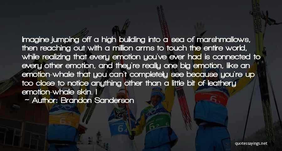 Brandon Sanderson Quotes: Imagine Jumping Off A High Building Into A Sea Of Marshmallows, Then Reaching Out With A Million Arms To Touch