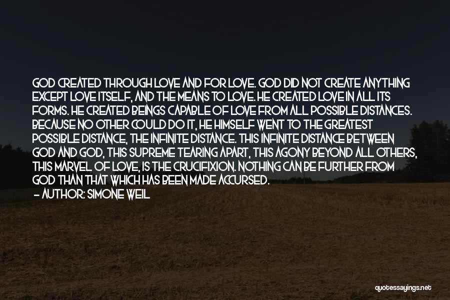 Simone Weil Quotes: God Created Through Love And For Love. God Did Not Create Anything Except Love Itself, And The Means To Love.