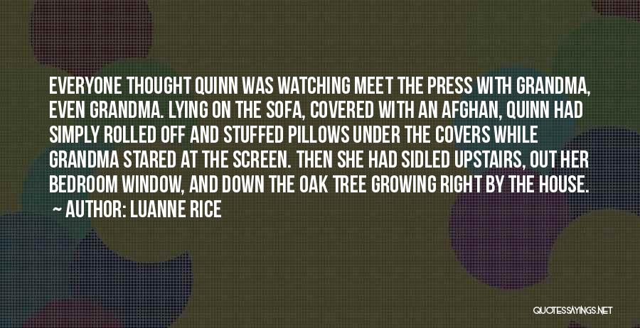 Luanne Rice Quotes: Everyone Thought Quinn Was Watching Meet The Press With Grandma, Even Grandma. Lying On The Sofa, Covered With An Afghan,