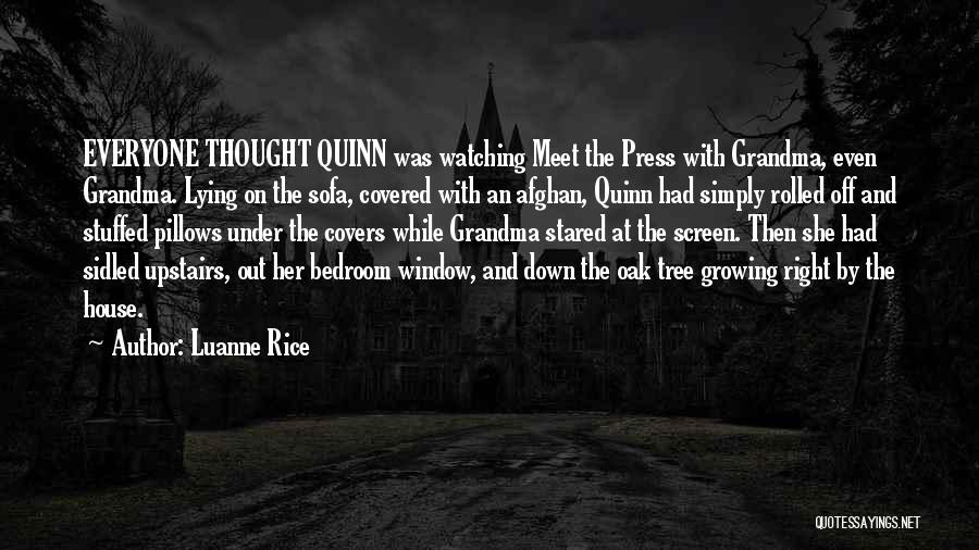 Luanne Rice Quotes: Everyone Thought Quinn Was Watching Meet The Press With Grandma, Even Grandma. Lying On The Sofa, Covered With An Afghan,