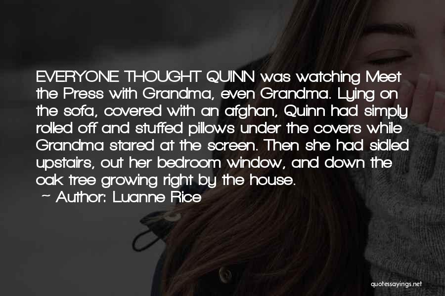 Luanne Rice Quotes: Everyone Thought Quinn Was Watching Meet The Press With Grandma, Even Grandma. Lying On The Sofa, Covered With An Afghan,
