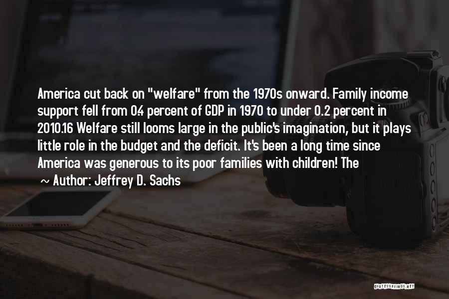 Jeffrey D. Sachs Quotes: America Cut Back On Welfare From The 1970s Onward. Family Income Support Fell From 0.4 Percent Of Gdp In 1970