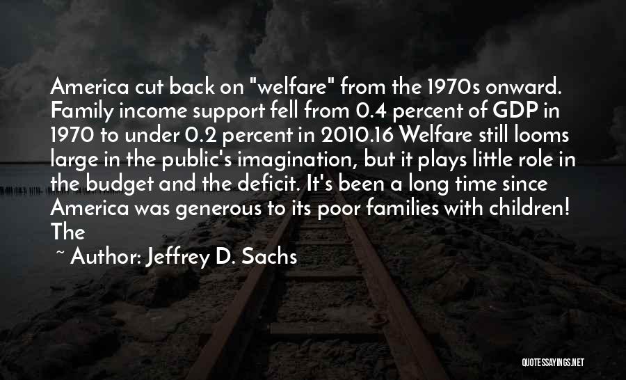 Jeffrey D. Sachs Quotes: America Cut Back On Welfare From The 1970s Onward. Family Income Support Fell From 0.4 Percent Of Gdp In 1970