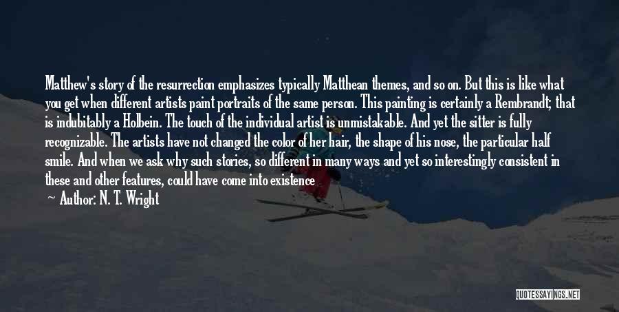 N. T. Wright Quotes: Matthew's Story Of The Resurrection Emphasizes Typically Matthean Themes, And So On. But This Is Like What You Get When