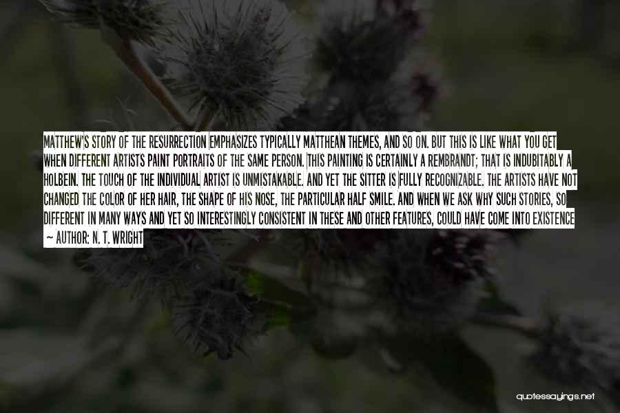 N. T. Wright Quotes: Matthew's Story Of The Resurrection Emphasizes Typically Matthean Themes, And So On. But This Is Like What You Get When