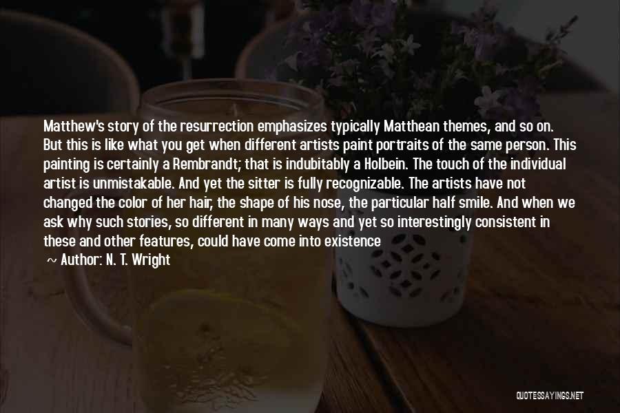 N. T. Wright Quotes: Matthew's Story Of The Resurrection Emphasizes Typically Matthean Themes, And So On. But This Is Like What You Get When