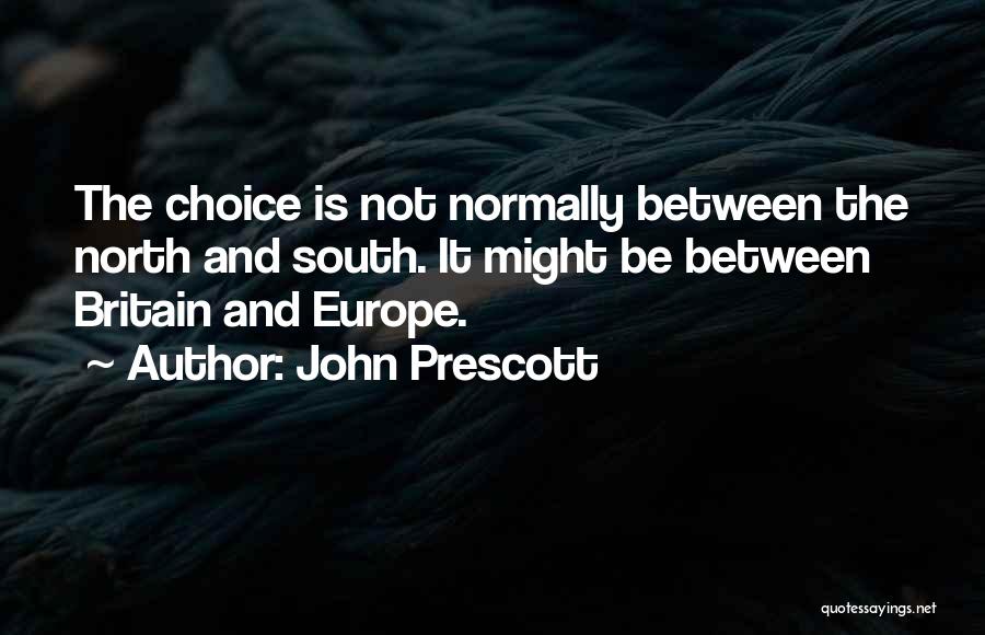 John Prescott Quotes: The Choice Is Not Normally Between The North And South. It Might Be Between Britain And Europe.