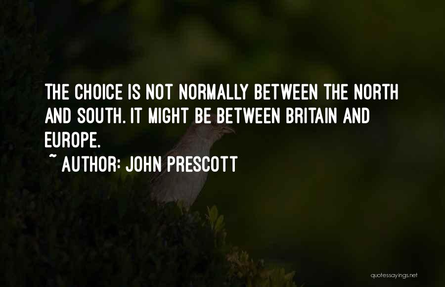 John Prescott Quotes: The Choice Is Not Normally Between The North And South. It Might Be Between Britain And Europe.