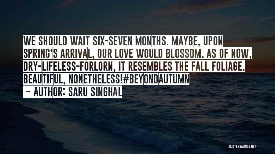 Saru Singhal Quotes: We Should Wait Six-seven Months. Maybe, Upon Spring's Arrival, Our Love Would Blossom. As Of Now, Dry-lifeless-forlorn, It Resembles The