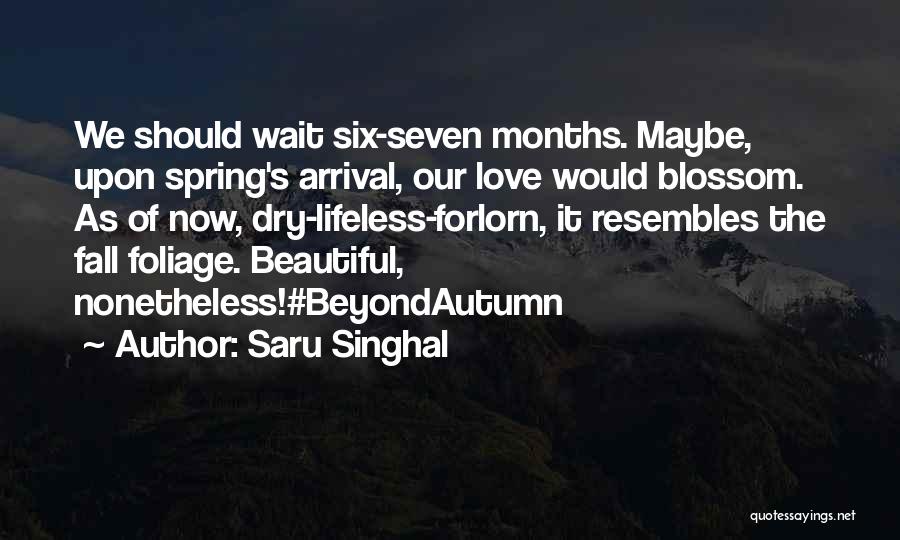 Saru Singhal Quotes: We Should Wait Six-seven Months. Maybe, Upon Spring's Arrival, Our Love Would Blossom. As Of Now, Dry-lifeless-forlorn, It Resembles The