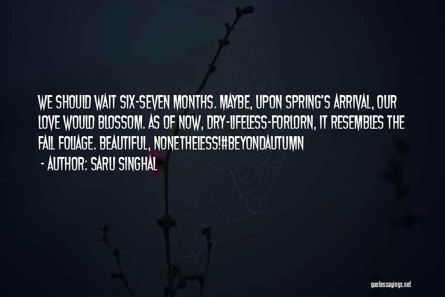 Saru Singhal Quotes: We Should Wait Six-seven Months. Maybe, Upon Spring's Arrival, Our Love Would Blossom. As Of Now, Dry-lifeless-forlorn, It Resembles The