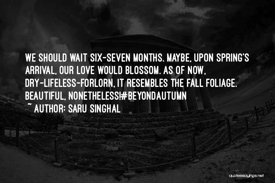 Saru Singhal Quotes: We Should Wait Six-seven Months. Maybe, Upon Spring's Arrival, Our Love Would Blossom. As Of Now, Dry-lifeless-forlorn, It Resembles The