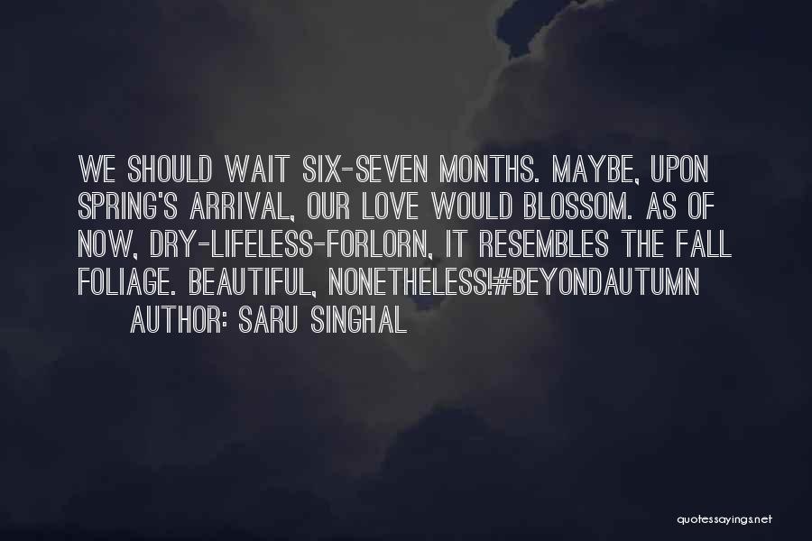 Saru Singhal Quotes: We Should Wait Six-seven Months. Maybe, Upon Spring's Arrival, Our Love Would Blossom. As Of Now, Dry-lifeless-forlorn, It Resembles The