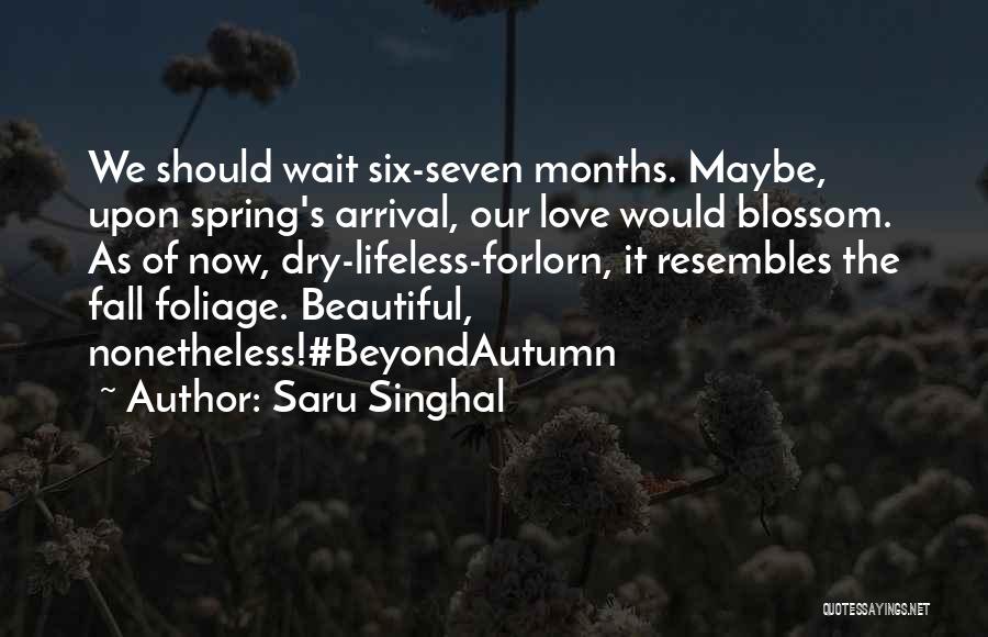 Saru Singhal Quotes: We Should Wait Six-seven Months. Maybe, Upon Spring's Arrival, Our Love Would Blossom. As Of Now, Dry-lifeless-forlorn, It Resembles The