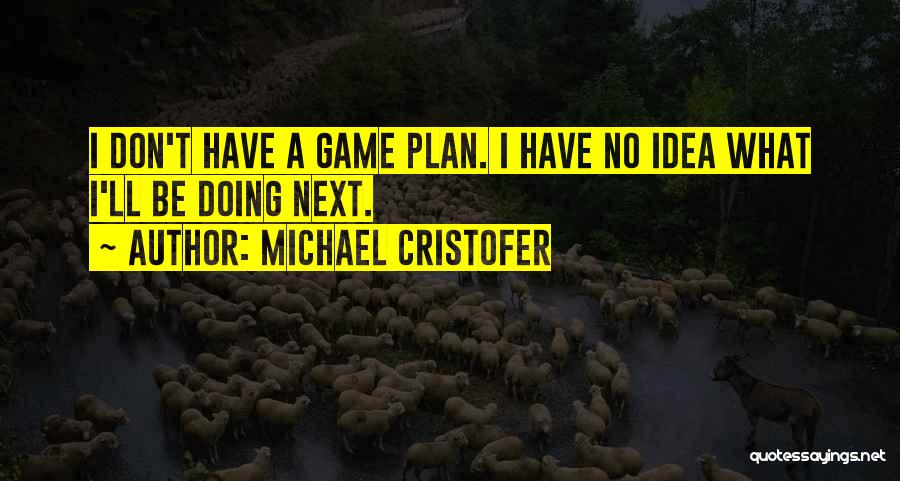 Michael Cristofer Quotes: I Don't Have A Game Plan. I Have No Idea What I'll Be Doing Next.