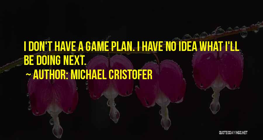 Michael Cristofer Quotes: I Don't Have A Game Plan. I Have No Idea What I'll Be Doing Next.