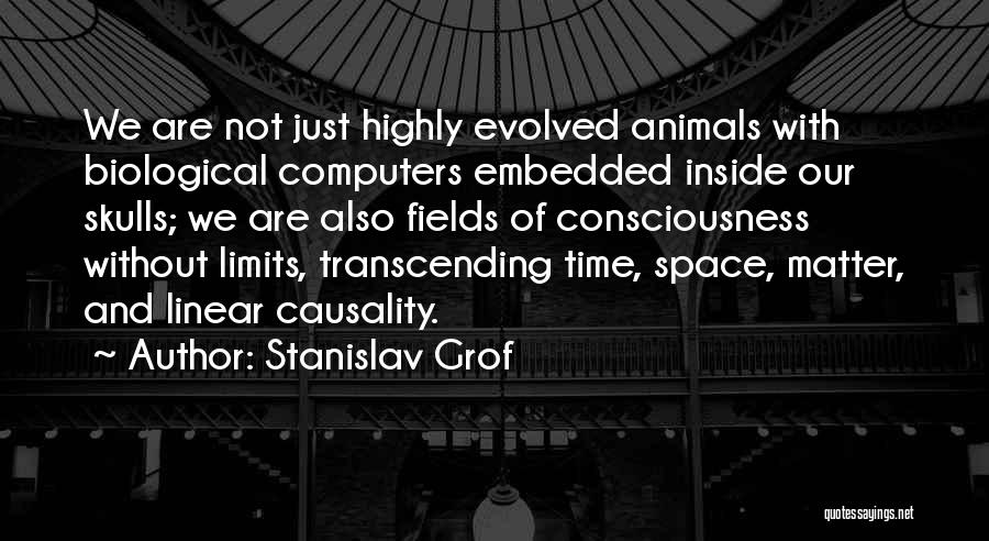 Stanislav Grof Quotes: We Are Not Just Highly Evolved Animals With Biological Computers Embedded Inside Our Skulls; We Are Also Fields Of Consciousness