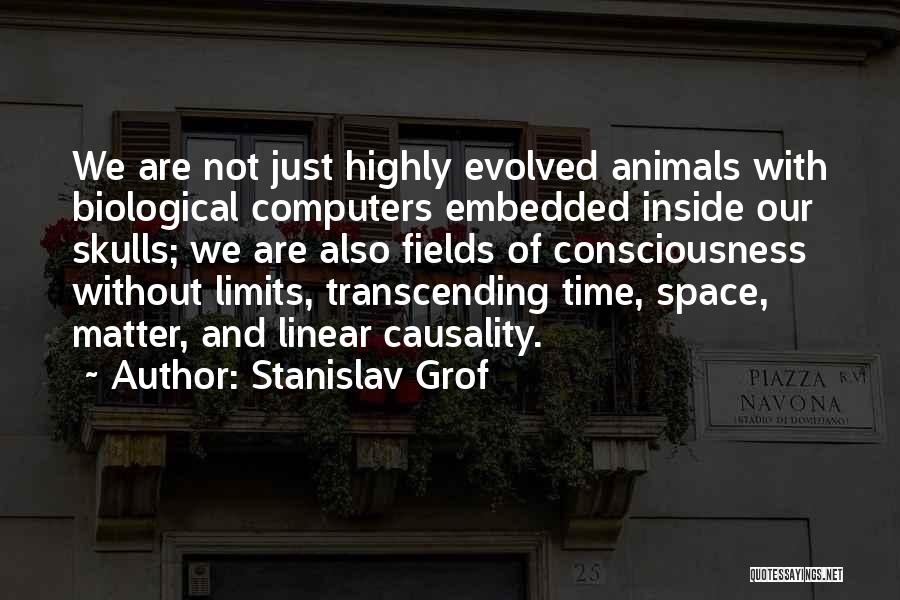 Stanislav Grof Quotes: We Are Not Just Highly Evolved Animals With Biological Computers Embedded Inside Our Skulls; We Are Also Fields Of Consciousness