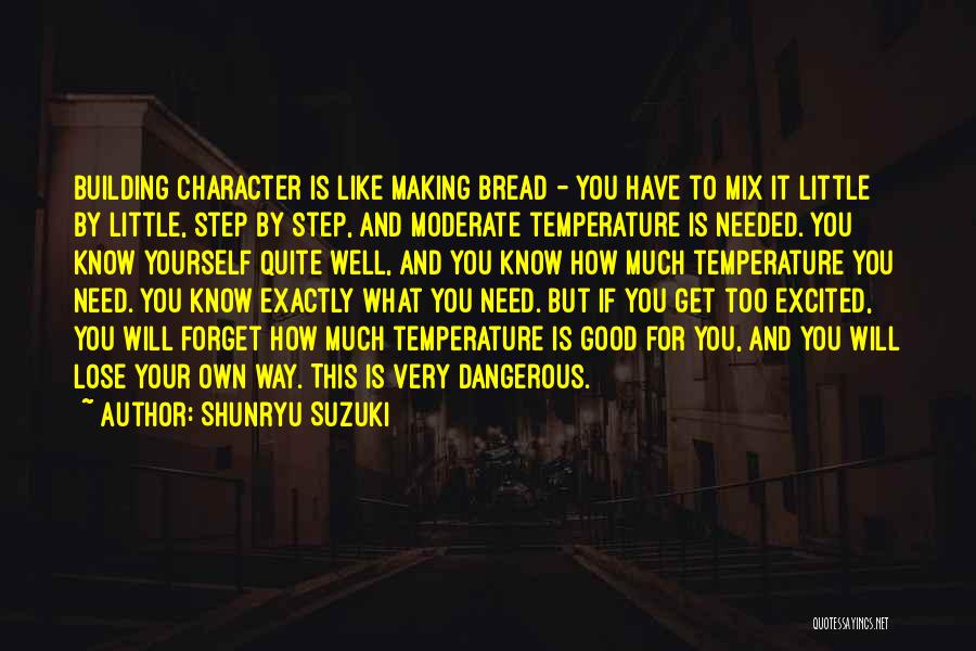 Shunryu Suzuki Quotes: Building Character Is Like Making Bread - You Have To Mix It Little By Little, Step By Step, And Moderate