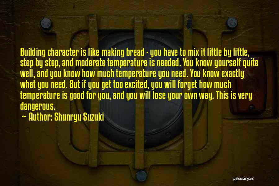 Shunryu Suzuki Quotes: Building Character Is Like Making Bread - You Have To Mix It Little By Little, Step By Step, And Moderate