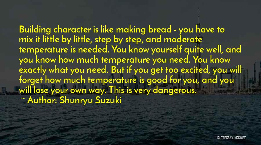 Shunryu Suzuki Quotes: Building Character Is Like Making Bread - You Have To Mix It Little By Little, Step By Step, And Moderate