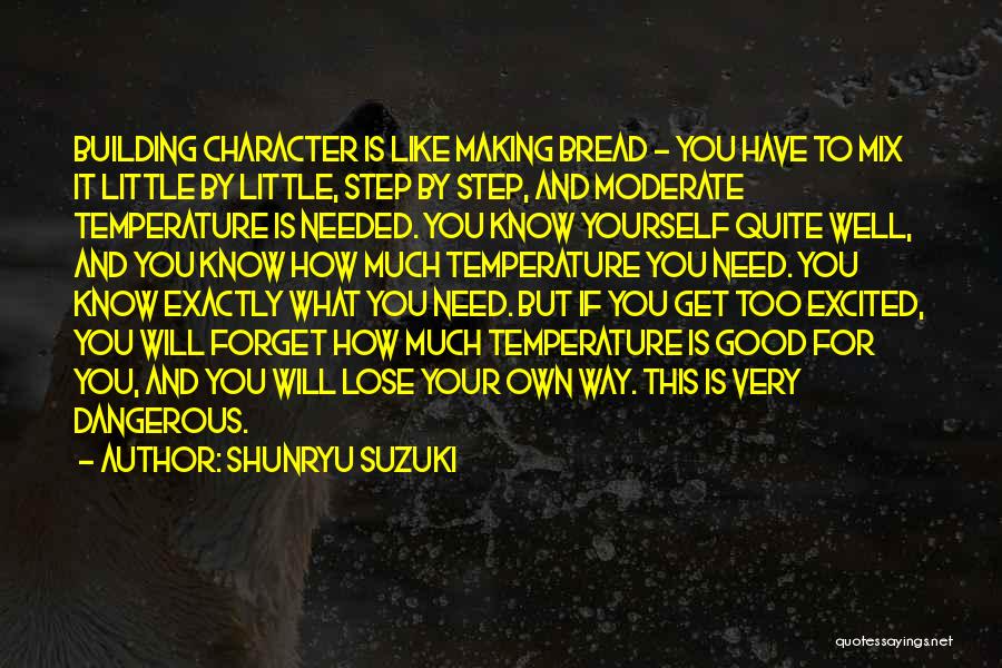 Shunryu Suzuki Quotes: Building Character Is Like Making Bread - You Have To Mix It Little By Little, Step By Step, And Moderate