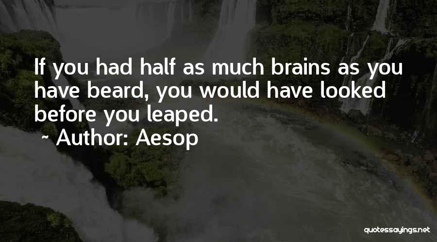 Aesop Quotes: If You Had Half As Much Brains As You Have Beard, You Would Have Looked Before You Leaped.