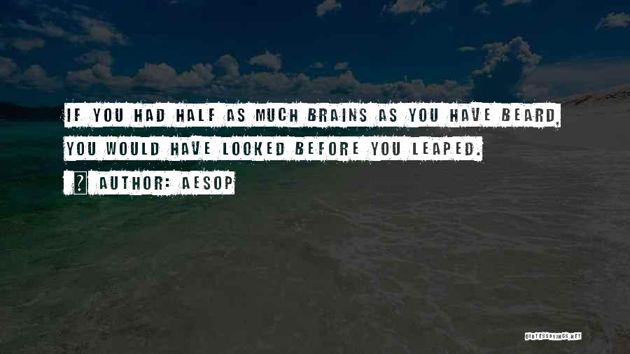 Aesop Quotes: If You Had Half As Much Brains As You Have Beard, You Would Have Looked Before You Leaped.