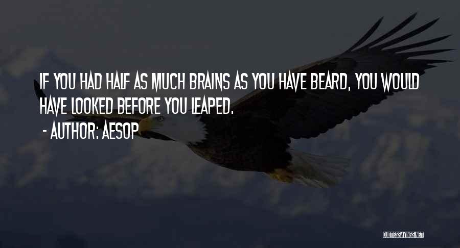 Aesop Quotes: If You Had Half As Much Brains As You Have Beard, You Would Have Looked Before You Leaped.