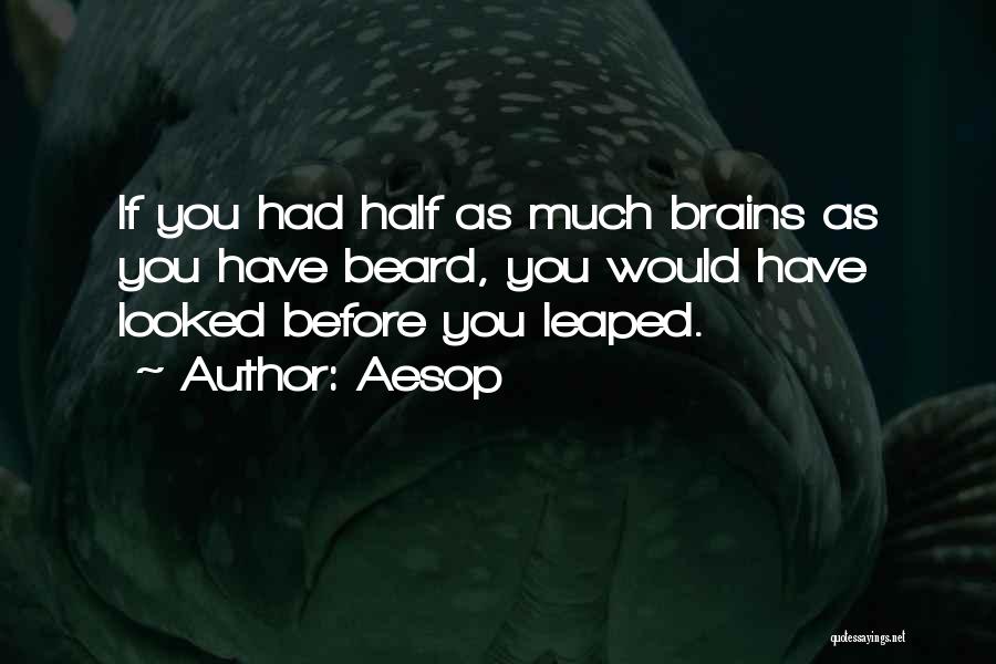 Aesop Quotes: If You Had Half As Much Brains As You Have Beard, You Would Have Looked Before You Leaped.