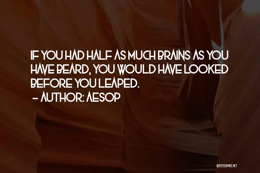 Aesop Quotes: If You Had Half As Much Brains As You Have Beard, You Would Have Looked Before You Leaped.