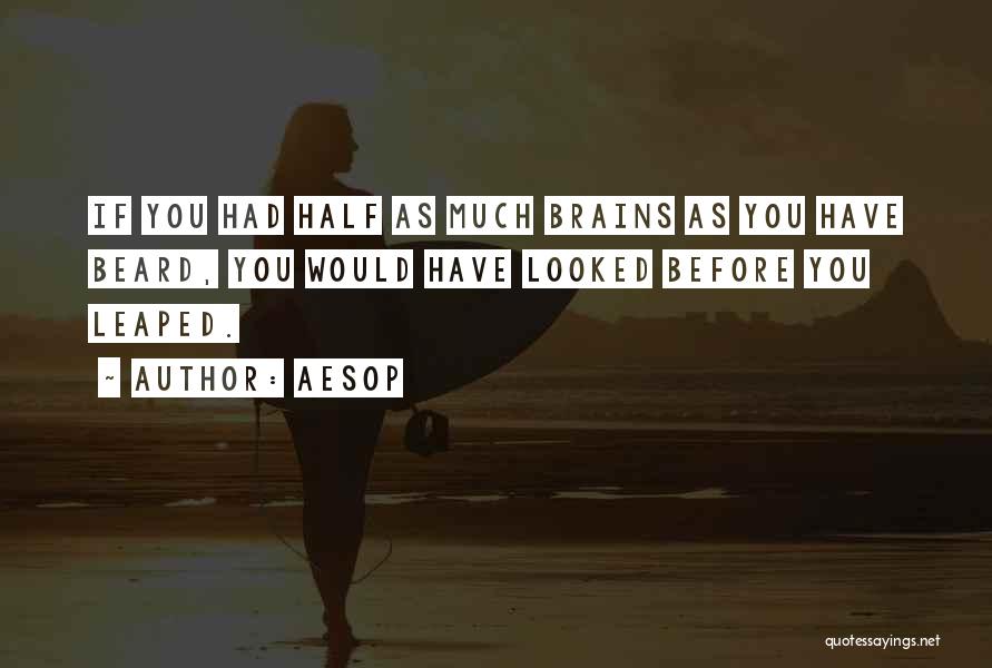 Aesop Quotes: If You Had Half As Much Brains As You Have Beard, You Would Have Looked Before You Leaped.