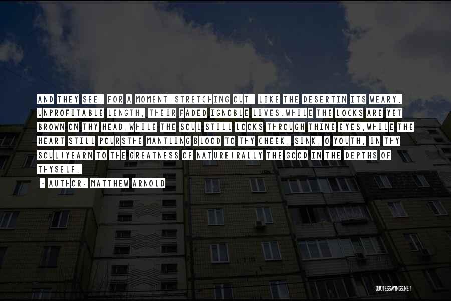 Matthew Arnold Quotes: And They See, For A Moment,stretching Out, Like The Desertin Its Weary, Unprofitable Length, Their Faded Ignoble Lives.while The Locks