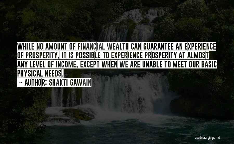 Shakti Gawain Quotes: While No Amount Of Financial Wealth Can Guarantee An Experience Of Prosperity, It Is Possible To Experience Prosperity At Almost