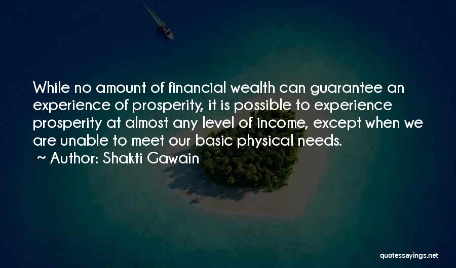 Shakti Gawain Quotes: While No Amount Of Financial Wealth Can Guarantee An Experience Of Prosperity, It Is Possible To Experience Prosperity At Almost