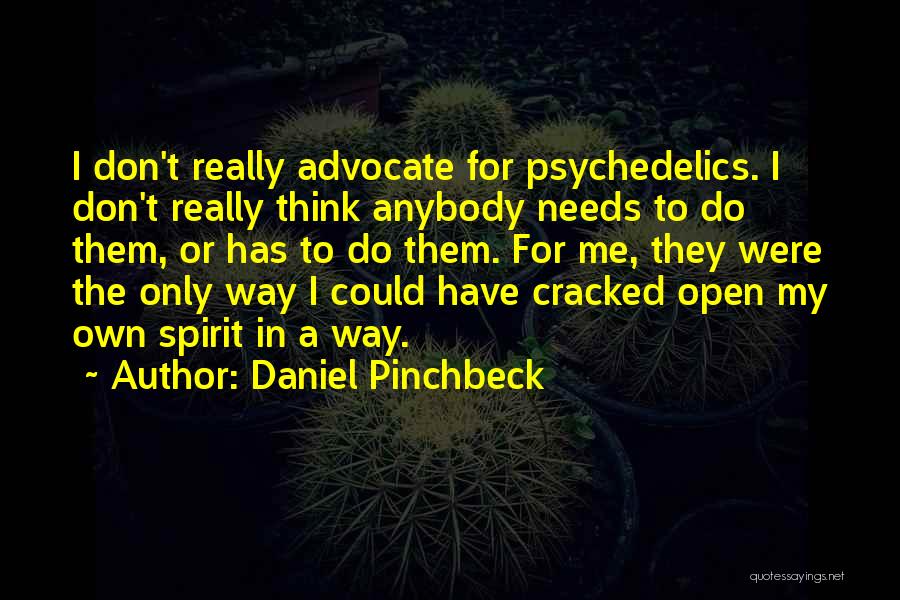 Daniel Pinchbeck Quotes: I Don't Really Advocate For Psychedelics. I Don't Really Think Anybody Needs To Do Them, Or Has To Do Them.