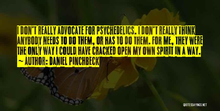 Daniel Pinchbeck Quotes: I Don't Really Advocate For Psychedelics. I Don't Really Think Anybody Needs To Do Them, Or Has To Do Them.